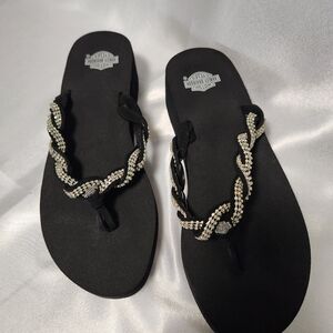 Harle DavidsonBlack Beaded Women's Sandals